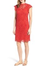 Women's Velvet By Graham & Spencer Cap Sleeve Lace Sheath Dress - Red