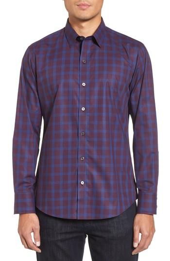 Men's Zachary Prell Raymond Check Sport Shirt, Size - Burgundy