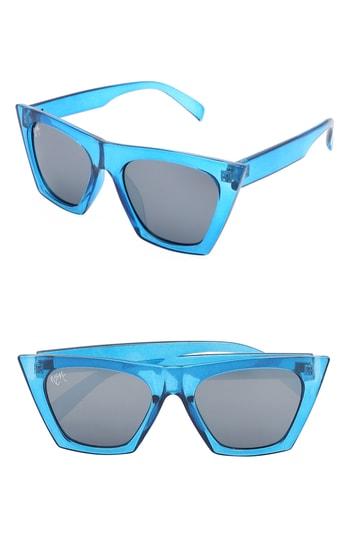 Women's Nem Posh 50mm Gradient Angular Sunglasses - Blue Clear W Grey Tinted Lens