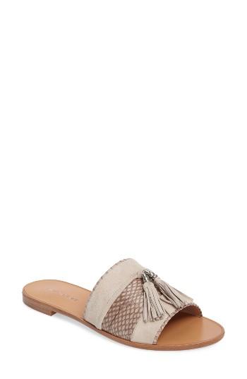 Women's Pour La Victoire Lake Genuine Snakeskin Slide Sandal .5 M - Beige