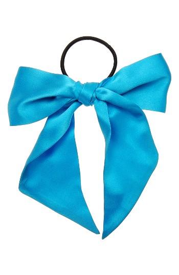 L. Erickson Large Bow Ponytail Holder, Size - Blue