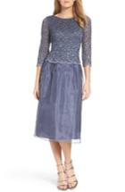 Women's Alex Evenings Mixed Media Fit & Flare Dress - Blue