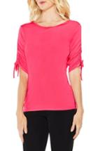 Petite Women's Vince Camuto Ruched Elbow Sleeve Top, Size P - Pink