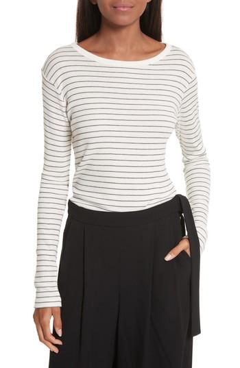 Women's Vince Double Pinstripe Shirttail Tee - White