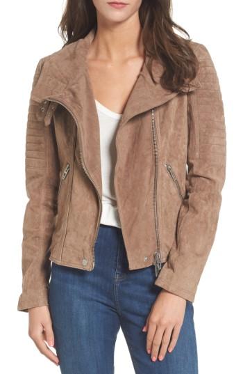 Women's Blanknyc Crop Suede Moto Jacket - Beige
