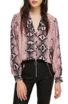 Women's Topshop Jessica Snake Print Shirt Us (fits Like 0) - Pink