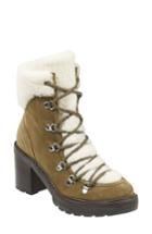 Women's Marc Fisher Ltd Daven Genuine Shearling Lace Up Boot M - Brown