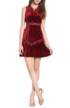 Women's Foxiedox Antila Velvet Fit & Flare Dress - Burgundy