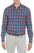 Men's Cutter & Buck Sutton Regular Fit Non-iron Check Sport Shirt, Size - Blue