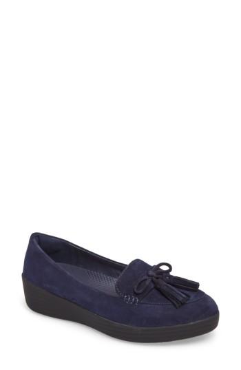 Women's Fitflop Tassel Bow Sneakerloafer(tm) Water Repellent Flat M - Blue