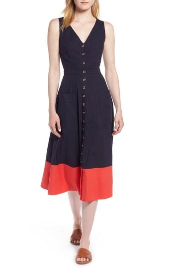 Women's 1901 Colorblock Cotton Midi Dress - Blue