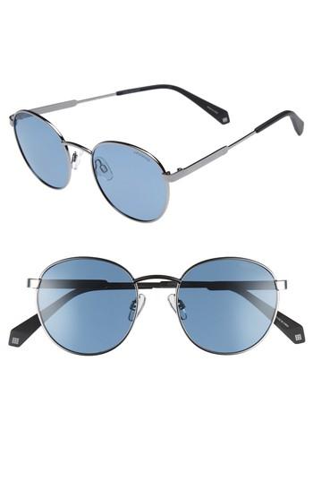 Women's Polaroid 51mm Round Retro Polarized Sunglasses - Blue