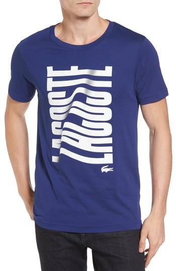 Men's Lacoste Vertical Graphic T-shirt (xl) - Blue