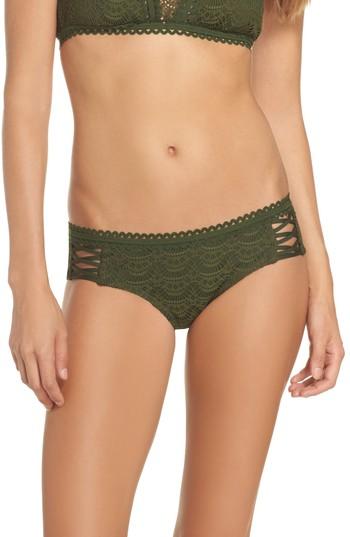Women's Becca Lace Up Hipster Bikini Bottoms - Green