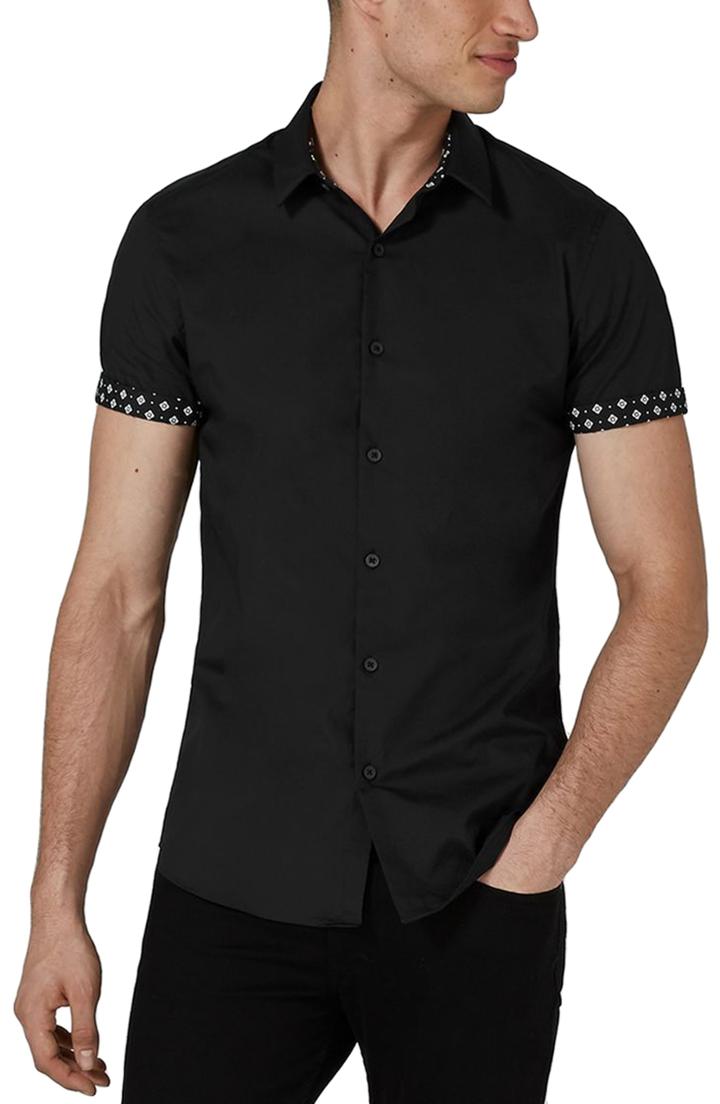 Men's Topman Slim Fit Geo Print Shirt