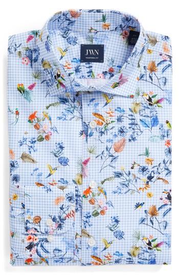 Men's John W. Nordstrom Trim Fit Floral Dress Shirt .5 - Blue