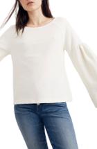 Women's Madewell Texture & Thread Shirred Sleeve Top, Size - White