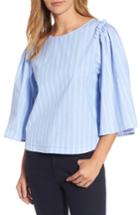 Women's Halogen Bell Sleeve Stripe Blouse - Blue