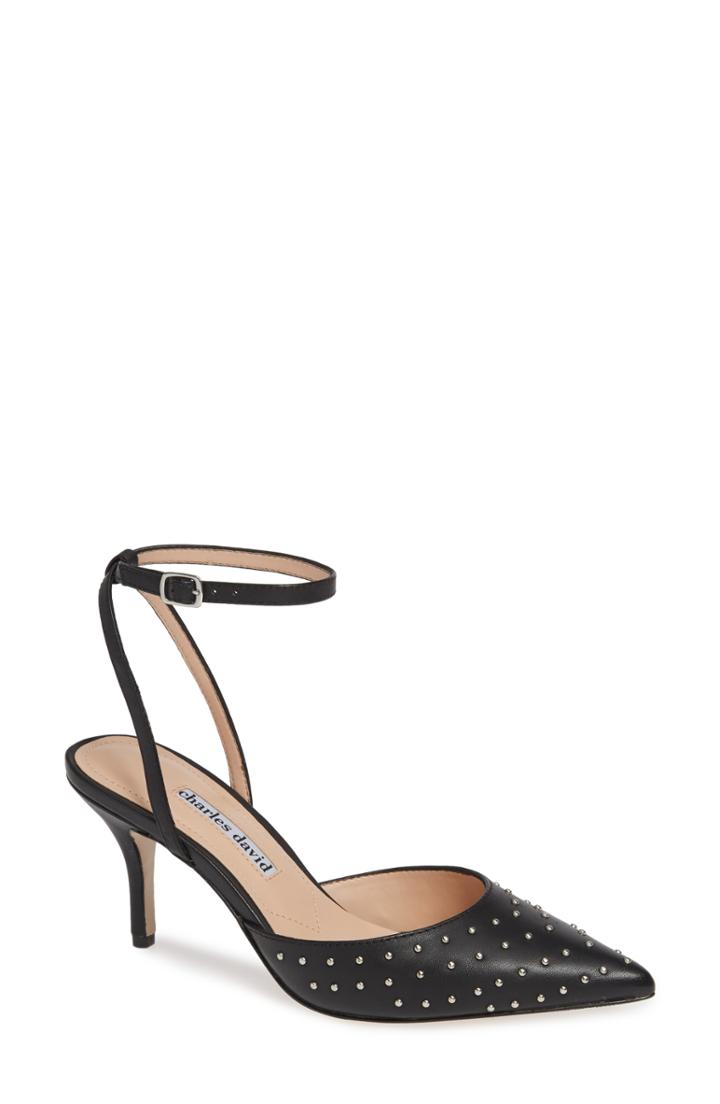 Women's Charles David Azalea Studded Pointy Toe Pump M - Black