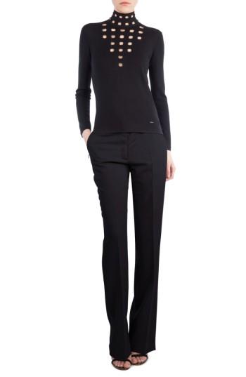 Women's Akris St. Gallen Cutout Cashmere & Silk Turtleneck Sweater - Black