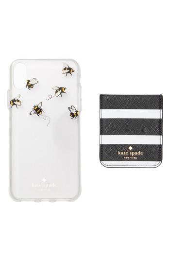Kate Spade New York Stick To It Iphone X Case & Sticker Pocket Set - Black