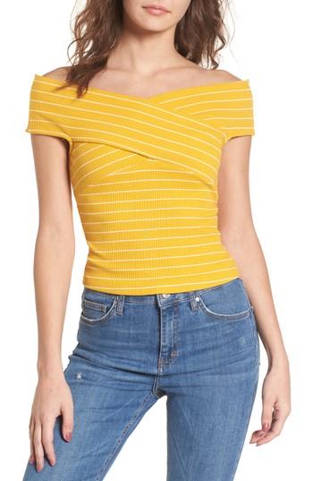 Women's Crisscross Off The Shoulder Top - Yellow