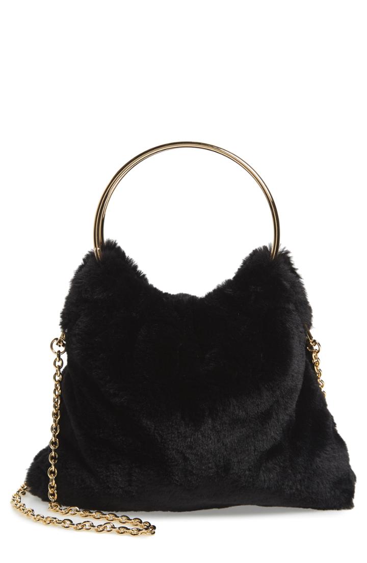 Sole Society Loray Faux Fur Bag - Black
