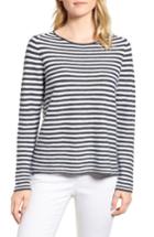 Women's Eileen Fisher Stripe Organic Linen & Cotton Sweater, Size - Grey