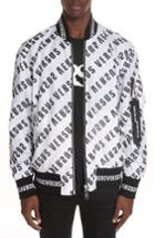 Men's Versus Versace Diagonal Mirror Logo Reversible Bomber Jacket