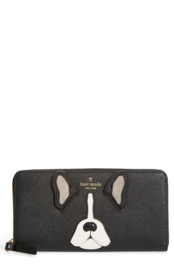 Women's Kate Spade New York Ma Cherie - Antoine Applique Lacey Leather Wallet - Black