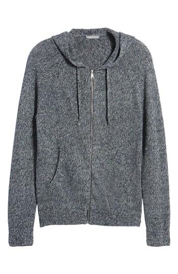 Men's Vince Slim Fit Marled Linen Zip Hoodie, Size - Blue