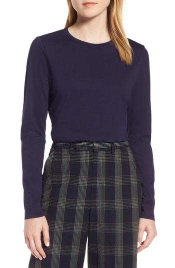 Petite Women's 1901 Long Sleeve Ringer Tee P - Blue