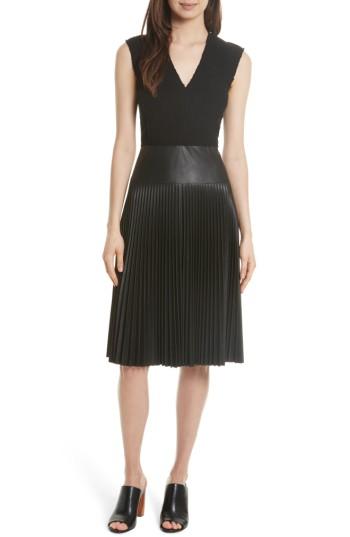Women's Rebecca Taylor Knit & Faux Leather Dress