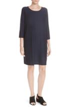 Women's Eileen Fisher Scoop Neck Knee Length Shift Dress - Blue