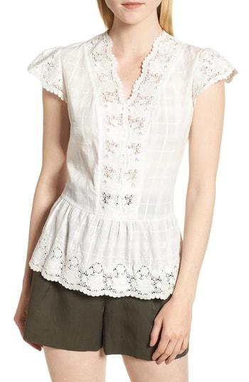 Women's Nordstrom Signature Crochet Inset Top - White