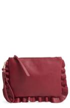 Sole Society Adelina Faux Leather Ruffle Clutch - Red