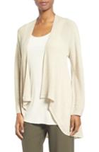 Women's Eileen Fisher Drape Front Wool Cardigan - Beige