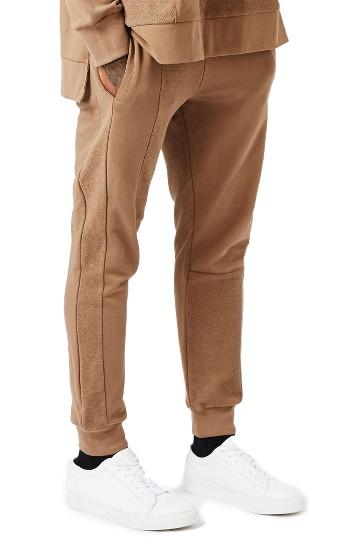 Men's Topman Aaa Collection Paneled Slim Fit Jogger Pants - Brown