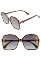 Women's Fendi 58mm Square Sunglasses - Dark Havana