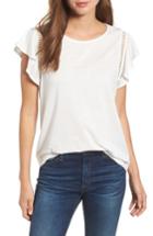 Women's Caslon Flutter Sleeve Crochet Detail Top - Ivory