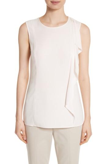 Women's St. John Collection Ruffle Satin Back Crepe Top