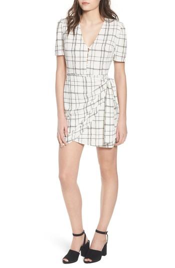 Women's Plaid Faux Wrap Dress - Ivory