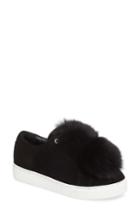 Women's Here/now Raven Genuine Fox Fur Trim Sneaker M - Black