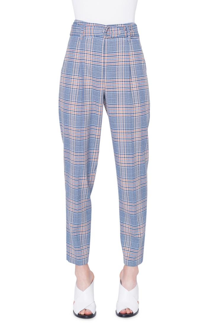 Women's Akris Punto Fred Bicolor Plaid Pants - Blue