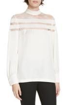 Women's Carven Clipped Dot Silk Blouse Us / 36 Fr - Black