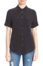 Women's Equipment Slim Signature Short Sleeve Silk Shirt - Black