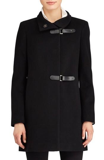 Women's Lauren Ralph Lauren Buckle Wool Blend Coat