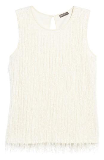 Women's Vince Camuto Sleeveless Fringe Knit Top - White