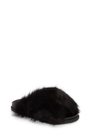 Women's Topshop Faux Fur Slide Sandal .5us / 36eu - Black
