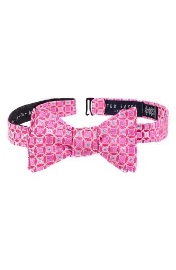 Men's Ted Baker London Park Lane Geometric Silk Bow Tie, Size - Pink